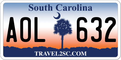 SC license plate AOL632