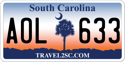 SC license plate AOL633