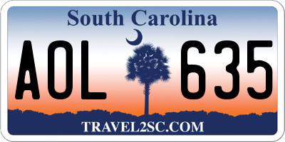 SC license plate AOL635