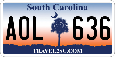 SC license plate AOL636