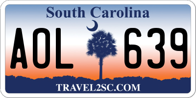SC license plate AOL639