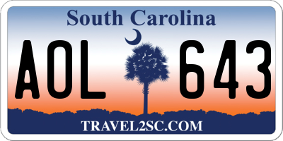 SC license plate AOL643