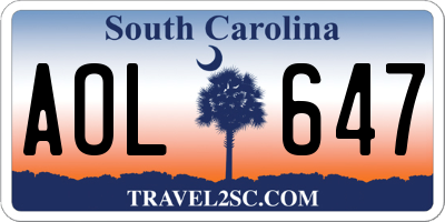 SC license plate AOL647