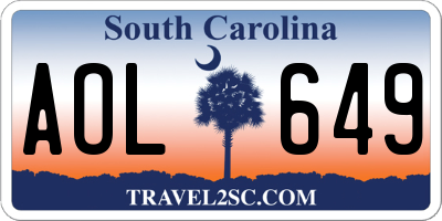 SC license plate AOL649