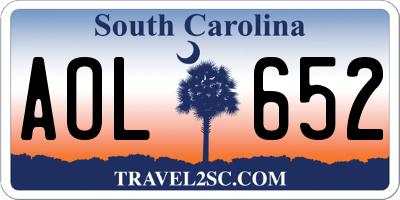 SC license plate AOL652
