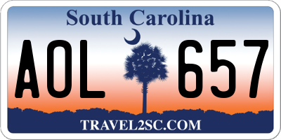 SC license plate AOL657