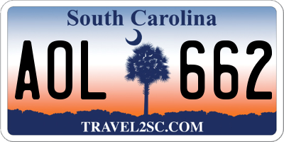 SC license plate AOL662