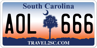 SC license plate AOL666