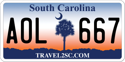 SC license plate AOL667