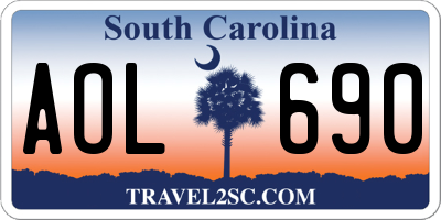 SC license plate AOL690