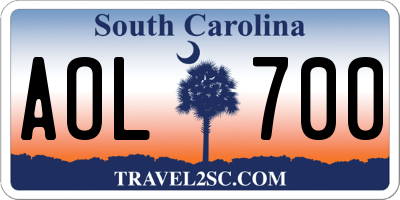 SC license plate AOL700