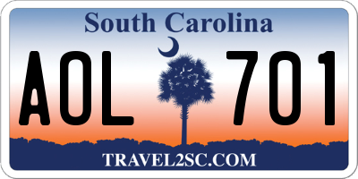 SC license plate AOL701