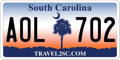 SC license plate AOL702