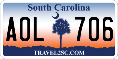 SC license plate AOL706