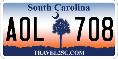 SC license plate AOL708