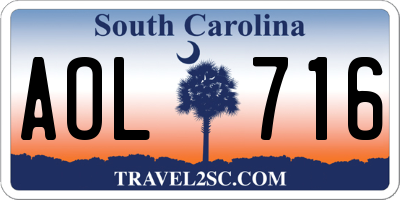 SC license plate AOL716