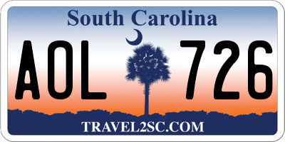 SC license plate AOL726