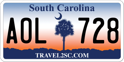 SC license plate AOL728