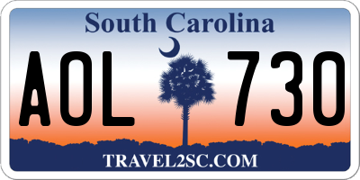 SC license plate AOL730