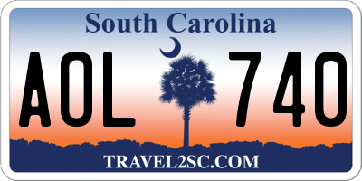 SC license plate AOL740