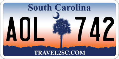 SC license plate AOL742