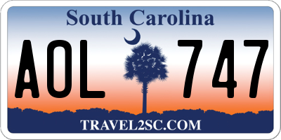 SC license plate AOL747