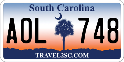 SC license plate AOL748