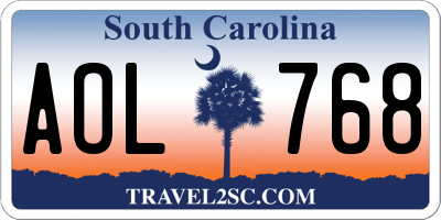 SC license plate AOL768