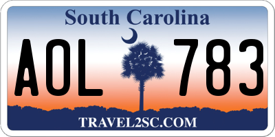 SC license plate AOL783