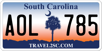 SC license plate AOL785