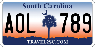SC license plate AOL789