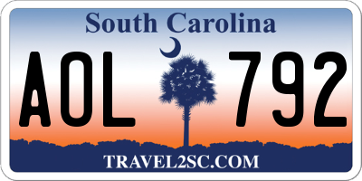 SC license plate AOL792