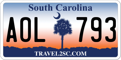 SC license plate AOL793