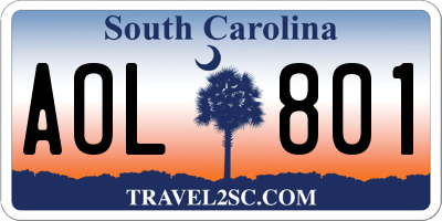 SC license plate AOL801