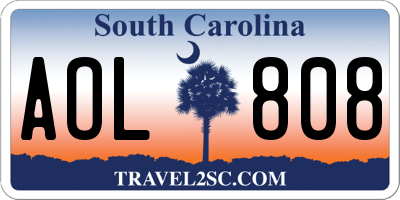 SC license plate AOL808