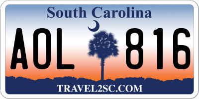 SC license plate AOL816