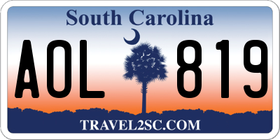 SC license plate AOL819