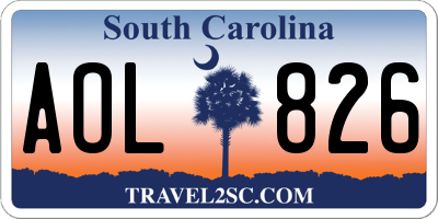 SC license plate AOL826