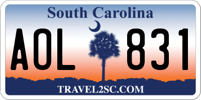 SC license plate AOL831