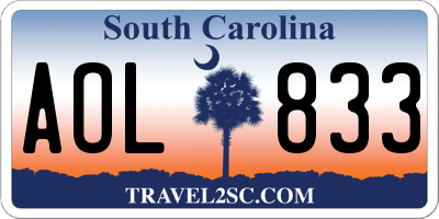 SC license plate AOL833
