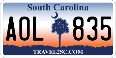 SC license plate AOL835