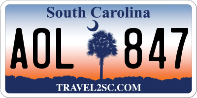 SC license plate AOL847