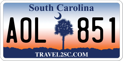 SC license plate AOL851