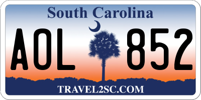 SC license plate AOL852