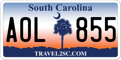 SC license plate AOL855