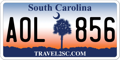 SC license plate AOL856