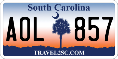 SC license plate AOL857