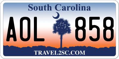 SC license plate AOL858