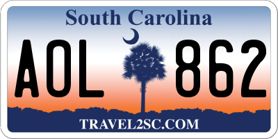 SC license plate AOL862