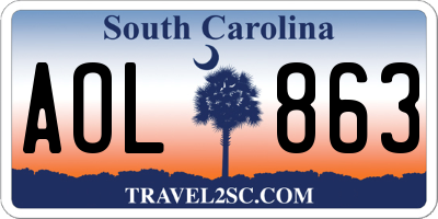 SC license plate AOL863